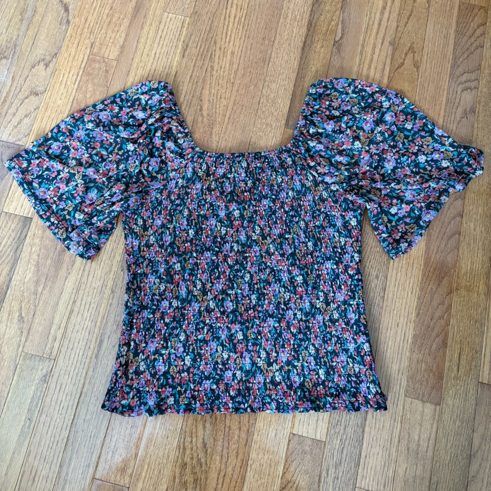 Evereve Floral Smocked Sleeve Top XL - Picture 3 of 3